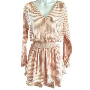 Rails Red White Jasmine Belmont Stripe Smock Waist Mini Dress Small Preppy Linen
